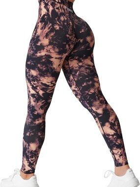 Peach Ribbed High-Waist Shaping Leggings